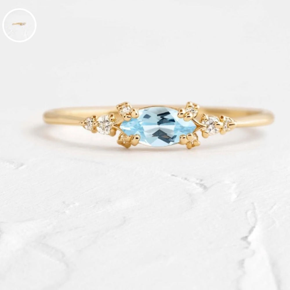 Melanie Casey Aquamarine Eyelet Ring (size 6)